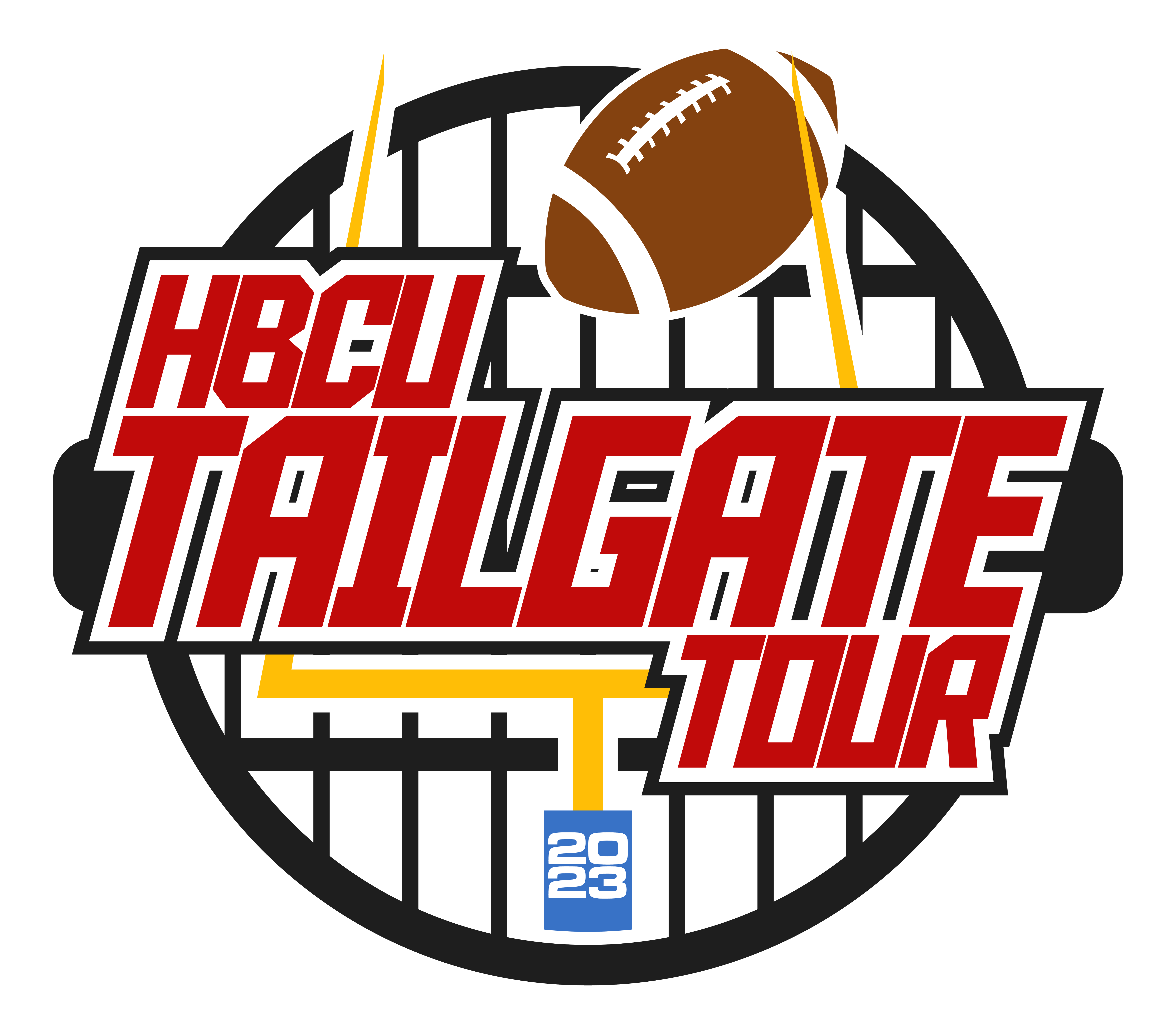 HBCU Tailgate Tour logo with football and goalposts